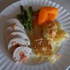 Chicken and Smoked Salmon Roulade with a cream sauce